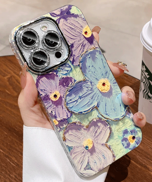 Floral Glitter Case  For iphone