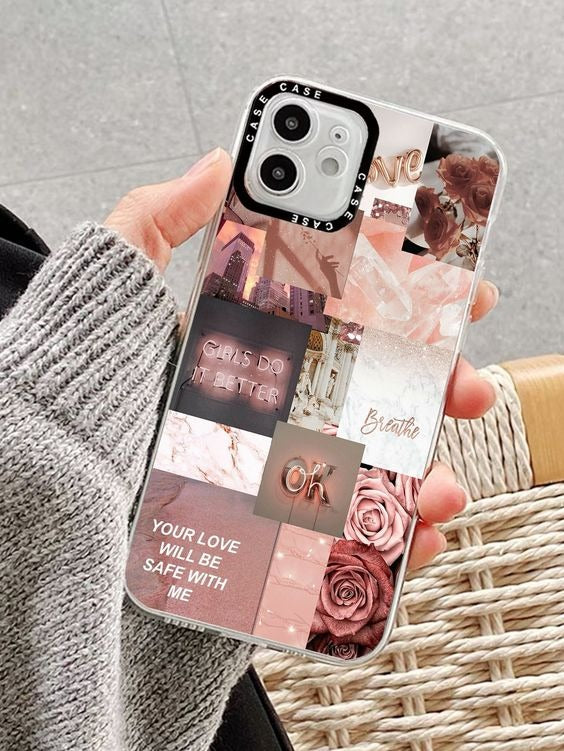 All Models "Rose Gold Collage" Transparent Phone Case