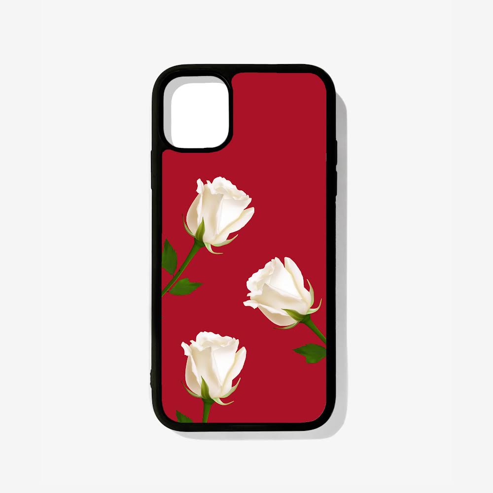 White Roses Glass Case