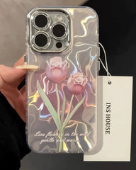 Gradient Floral iPhone Case w/ Crystal Lens Protector - Case On