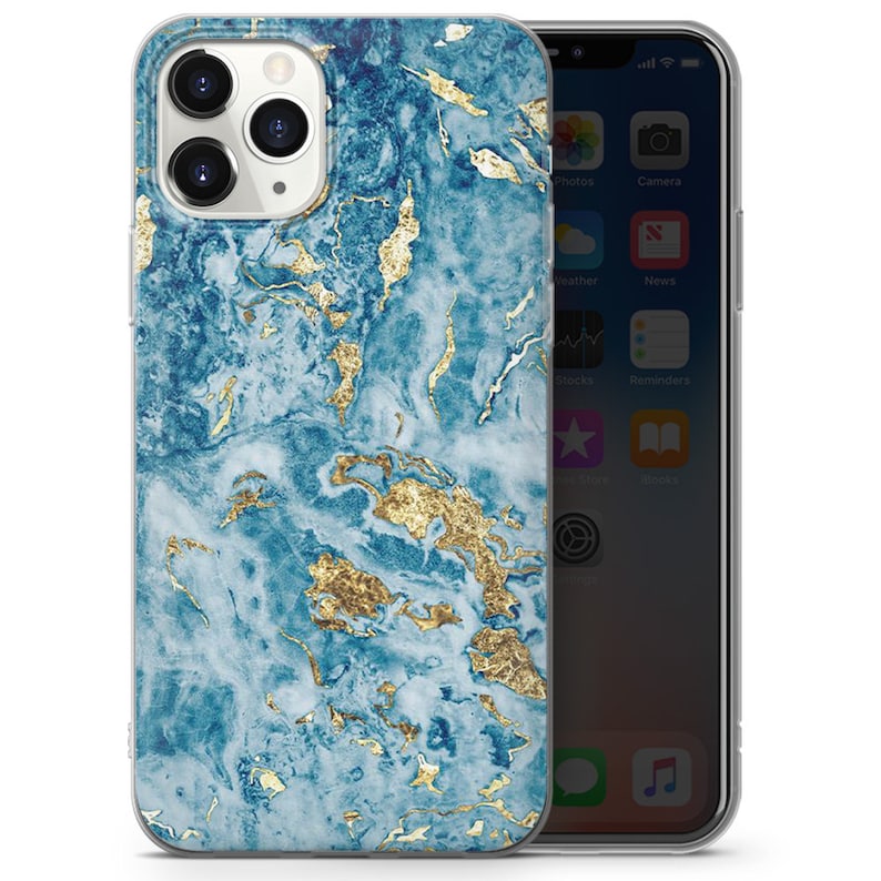 Blue Marble Phone Case With Gold Cover