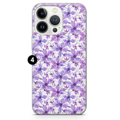 Butterfly Phone Case Purple Flowers Cover fit All Models