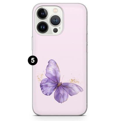 Butterfly Phone Case Purple Flowers Cover fit All Models