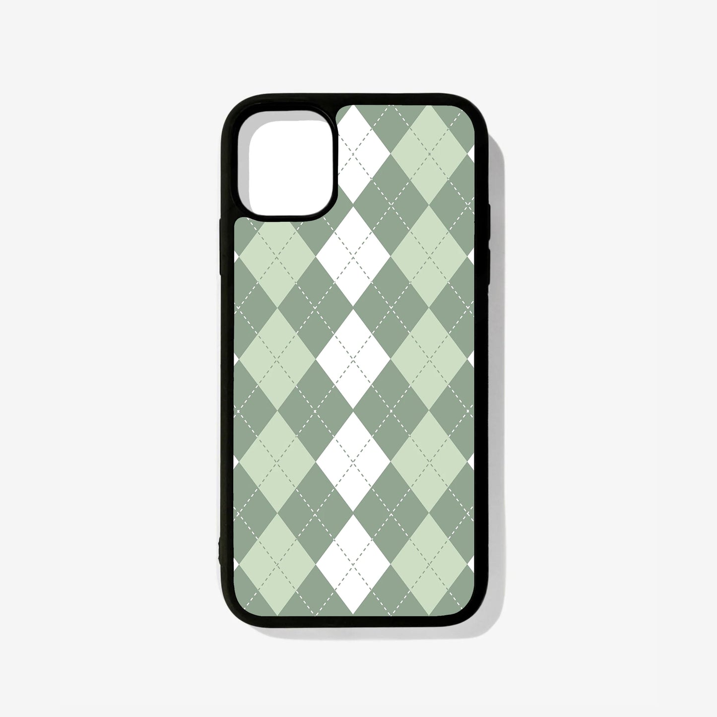 Sage Green Argyle Glass Case