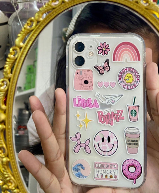 All Models Pink Stickers Clear Case