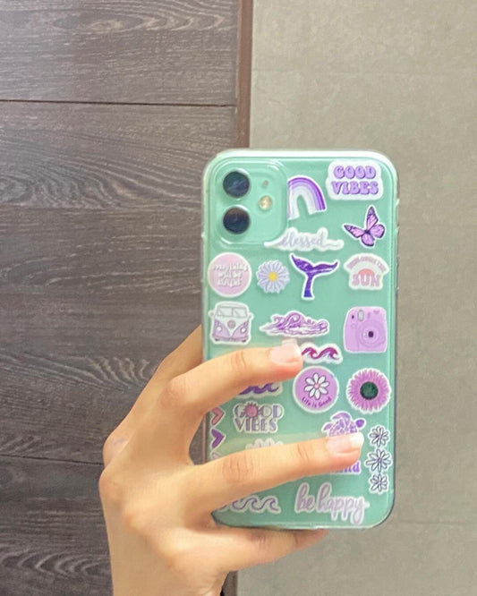 All Models Purple Stickers Clear Case