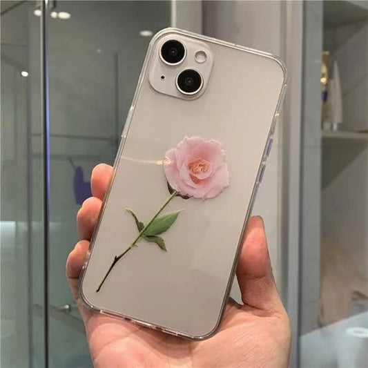 All Models Pink Rose Transparent Case