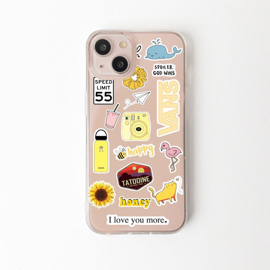 Aesthetic Yellow Sticker Cases - Case On